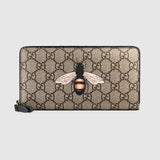 Bee print GG Supreme zip around wallet