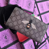 Bee print GG Supreme zip around wallet